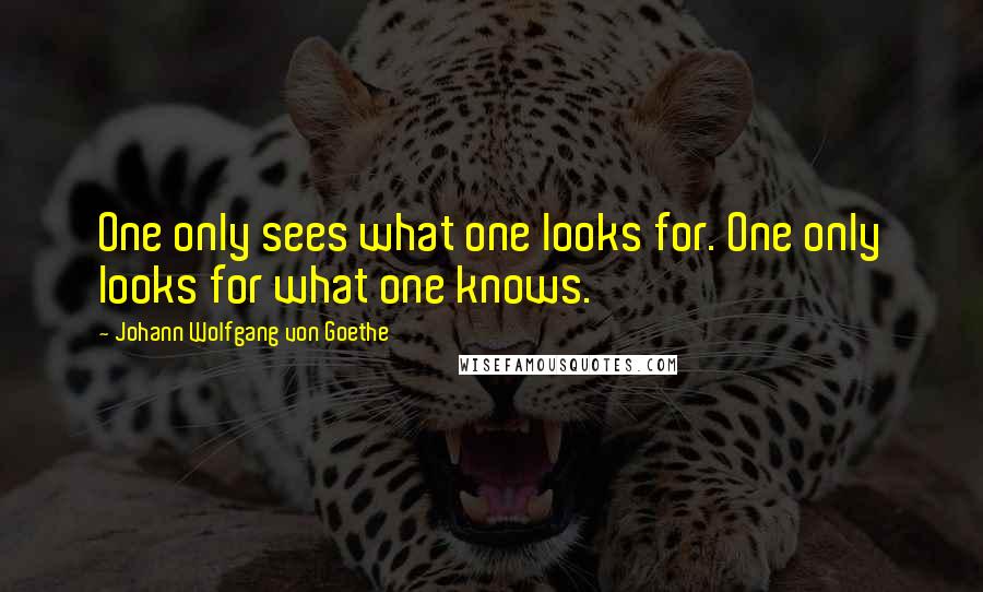 Johann Wolfgang Von Goethe Quotes: One only sees what one looks for. One only looks for what one knows.