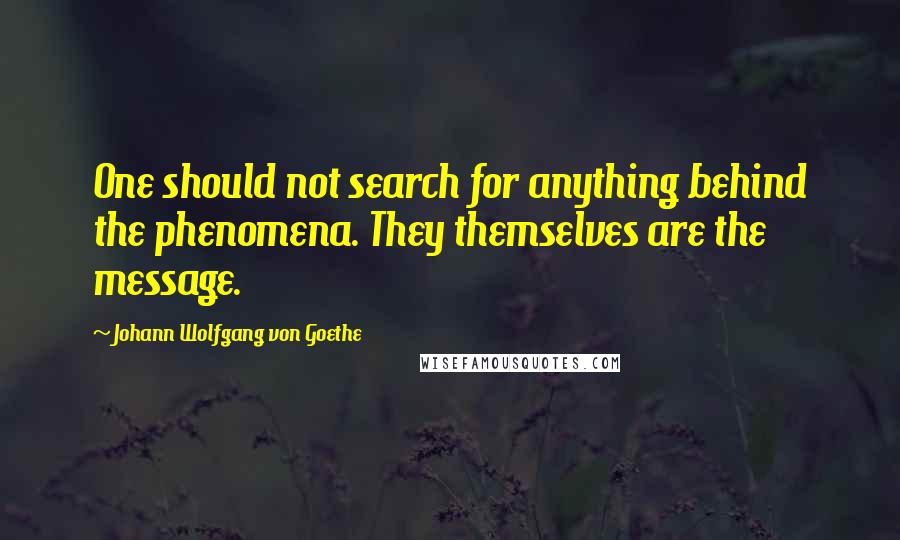 Johann Wolfgang Von Goethe Quotes: One should not search for anything behind the phenomena. They themselves are the message.