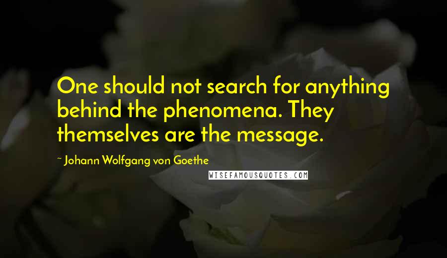 Johann Wolfgang Von Goethe Quotes: One should not search for anything behind the phenomena. They themselves are the message.