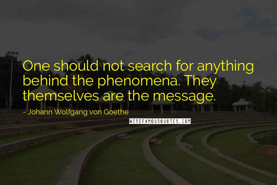 Johann Wolfgang Von Goethe Quotes: One should not search for anything behind the phenomena. They themselves are the message.