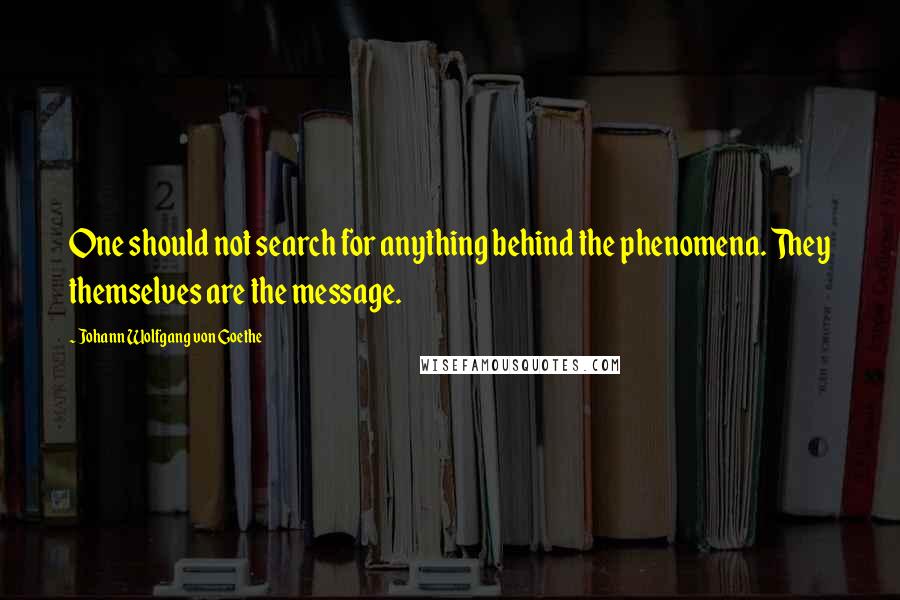 Johann Wolfgang Von Goethe Quotes: One should not search for anything behind the phenomena. They themselves are the message.