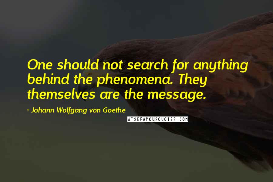 Johann Wolfgang Von Goethe Quotes: One should not search for anything behind the phenomena. They themselves are the message.