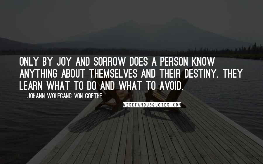 Johann Wolfgang Von Goethe Quotes: Only by joy and sorrow does a person know anything about themselves and their destiny. They learn what to do and what to avoid.