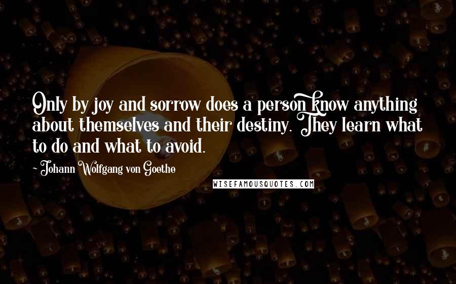 Johann Wolfgang Von Goethe Quotes: Only by joy and sorrow does a person know anything about themselves and their destiny. They learn what to do and what to avoid.
