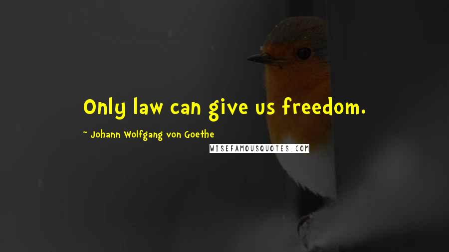 Johann Wolfgang Von Goethe Quotes: Only law can give us freedom.