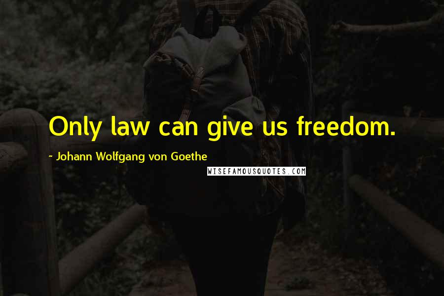 Johann Wolfgang Von Goethe Quotes: Only law can give us freedom.