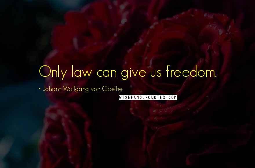 Johann Wolfgang Von Goethe Quotes: Only law can give us freedom.