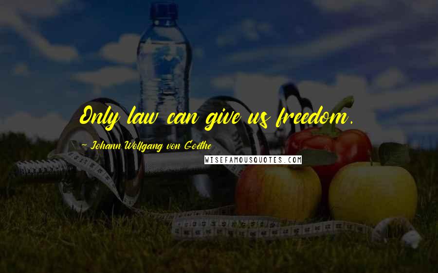 Johann Wolfgang Von Goethe Quotes: Only law can give us freedom.