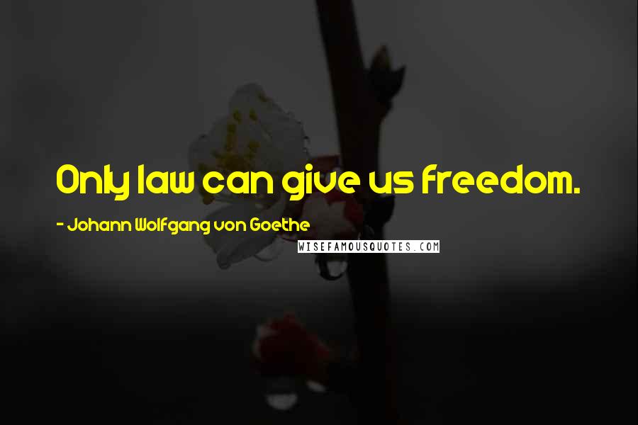 Johann Wolfgang Von Goethe Quotes: Only law can give us freedom.