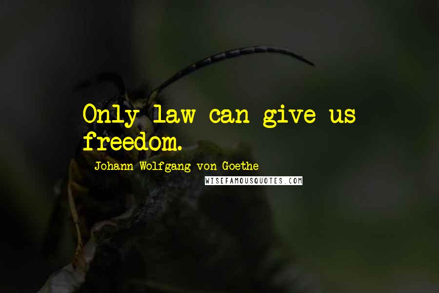 Johann Wolfgang Von Goethe Quotes: Only law can give us freedom.