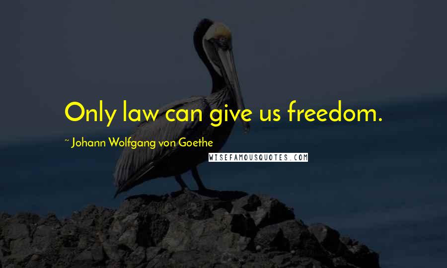 Johann Wolfgang Von Goethe Quotes: Only law can give us freedom.