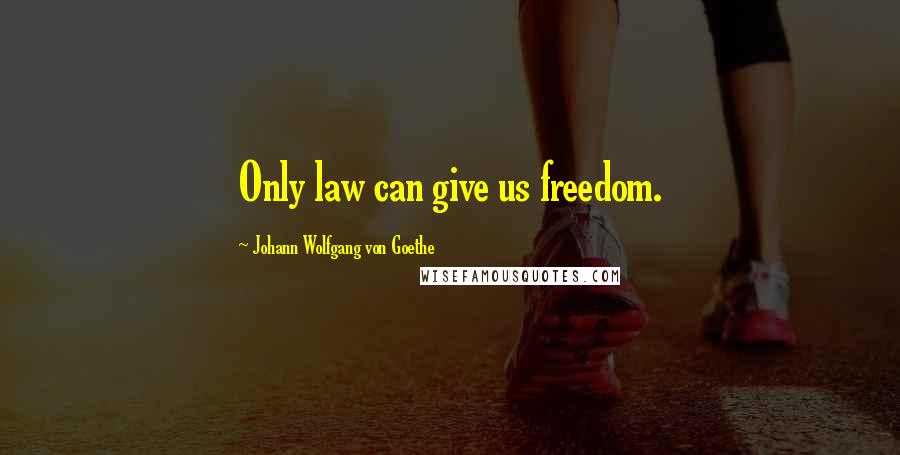 Johann Wolfgang Von Goethe Quotes: Only law can give us freedom.
