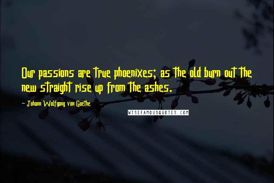 Johann Wolfgang Von Goethe Quotes: Our passions are true phoenixes; as the old burn out the new straight rise up from the ashes.