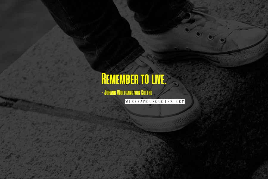 Johann Wolfgang Von Goethe Quotes: Remember to live.