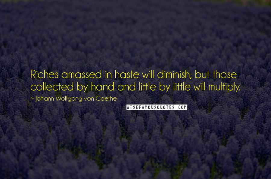 Johann Wolfgang Von Goethe Quotes: Riches amassed in haste will diminish; but those collected by hand and little by little will multiply.