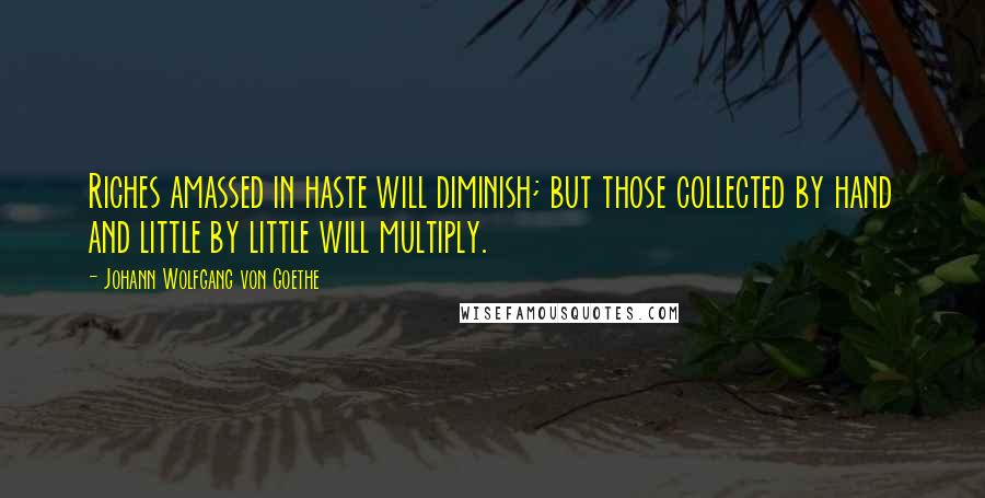 Johann Wolfgang Von Goethe Quotes: Riches amassed in haste will diminish; but those collected by hand and little by little will multiply.