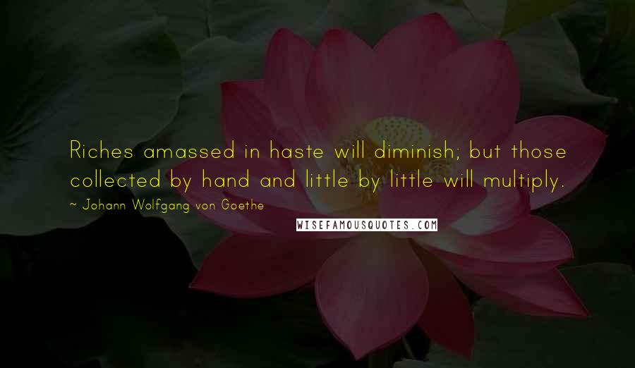 Johann Wolfgang Von Goethe Quotes: Riches amassed in haste will diminish; but those collected by hand and little by little will multiply.