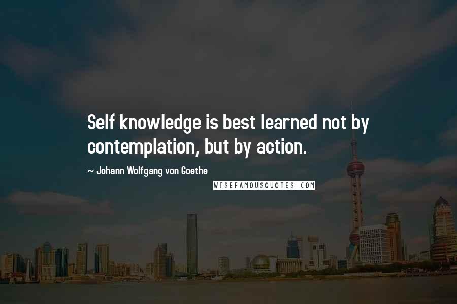 Johann Wolfgang Von Goethe Quotes: Self knowledge is best learned not by contemplation, but by action.