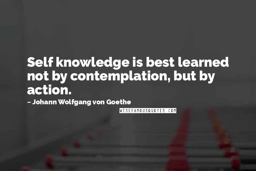 Johann Wolfgang Von Goethe Quotes: Self knowledge is best learned not by contemplation, but by action.