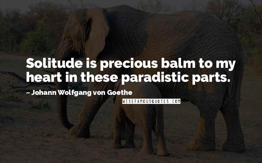 Johann Wolfgang Von Goethe Quotes: Solitude is precious balm to my heart in these paradistic parts.