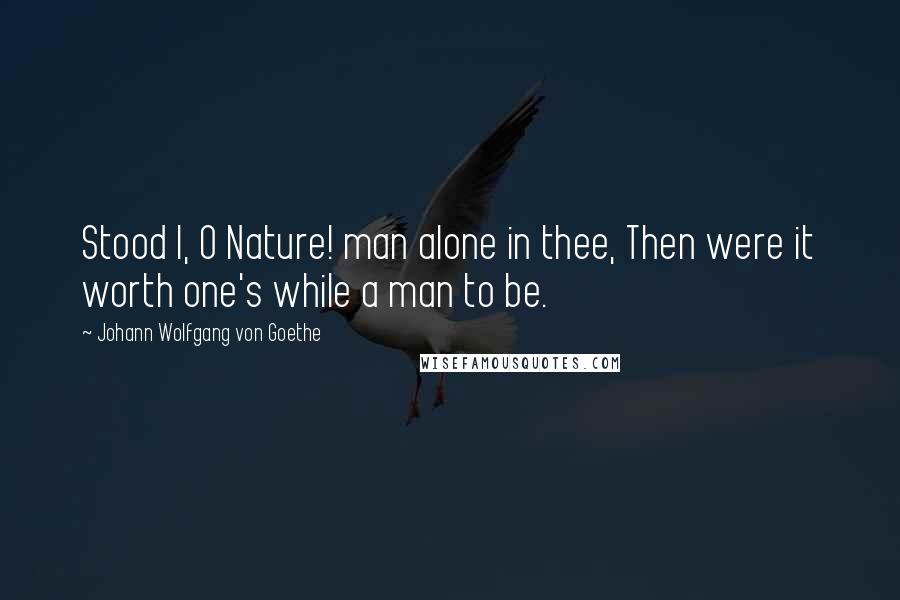 Johann Wolfgang Von Goethe Quotes: Stood I, O Nature! man alone in thee, Then were it worth one's while a man to be.