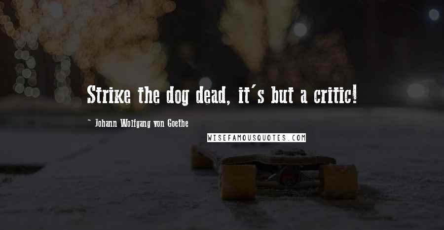 Johann Wolfgang Von Goethe Quotes: Strike the dog dead, it's but a critic!