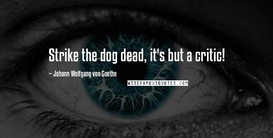 Johann Wolfgang Von Goethe Quotes: Strike the dog dead, it's but a critic!