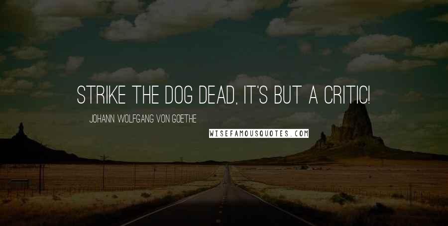 Johann Wolfgang Von Goethe Quotes: Strike the dog dead, it's but a critic!