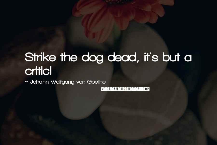 Johann Wolfgang Von Goethe Quotes: Strike the dog dead, it's but a critic!