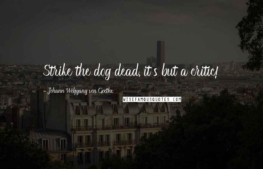 Johann Wolfgang Von Goethe Quotes: Strike the dog dead, it's but a critic!