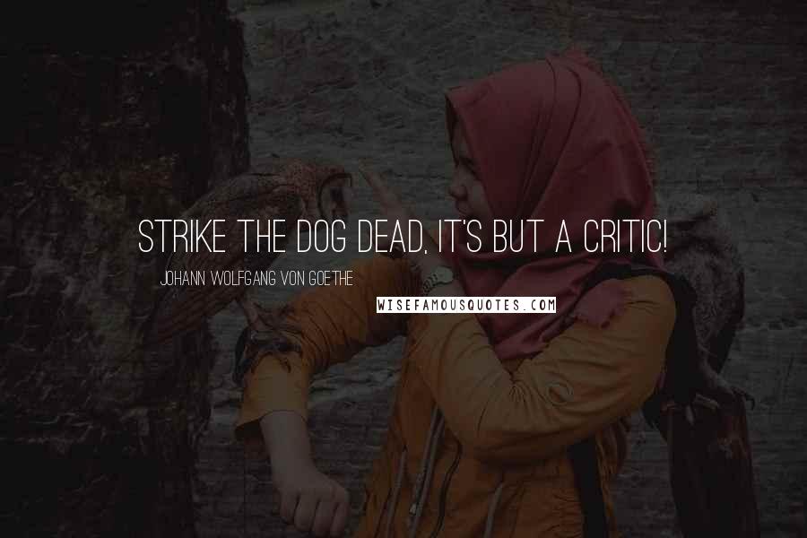 Johann Wolfgang Von Goethe Quotes: Strike the dog dead, it's but a critic!