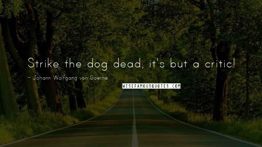 Johann Wolfgang Von Goethe Quotes: Strike the dog dead, it's but a critic!