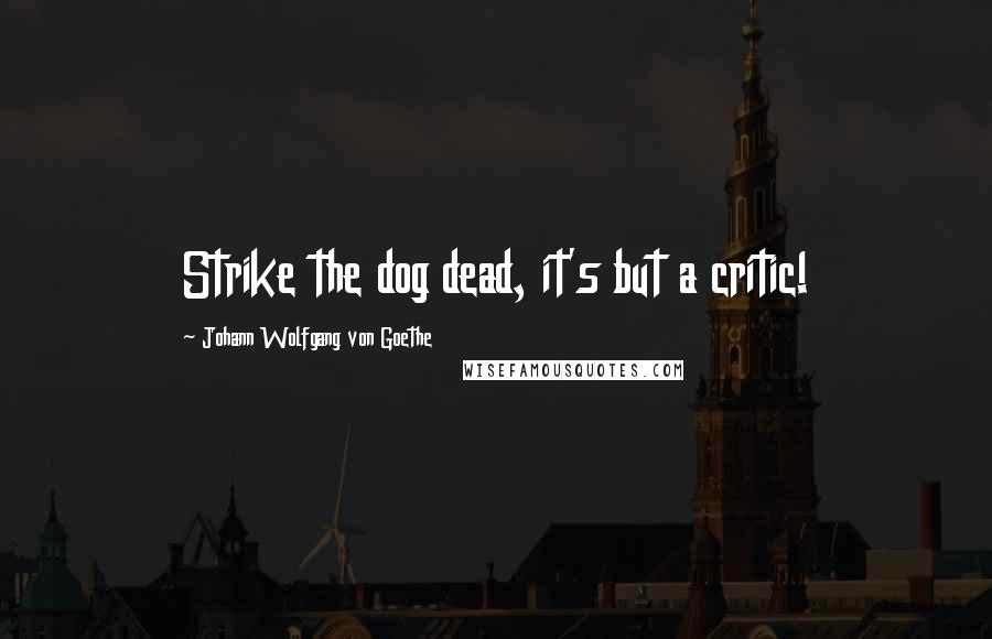 Johann Wolfgang Von Goethe Quotes: Strike the dog dead, it's but a critic!