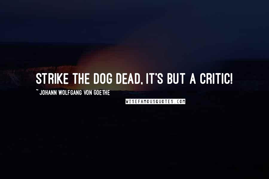 Johann Wolfgang Von Goethe Quotes: Strike the dog dead, it's but a critic!