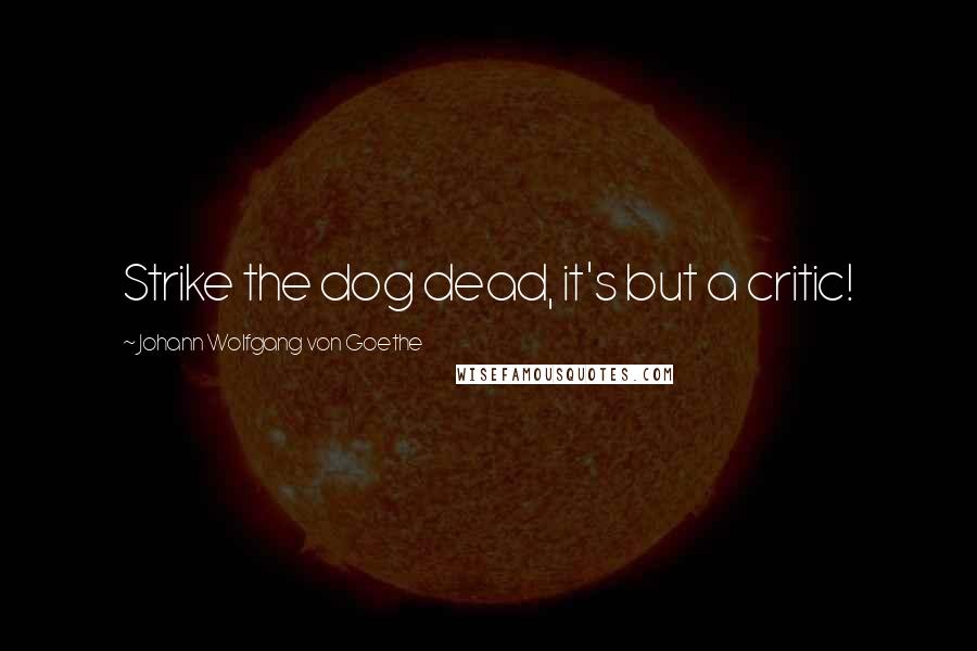 Johann Wolfgang Von Goethe Quotes: Strike the dog dead, it's but a critic!