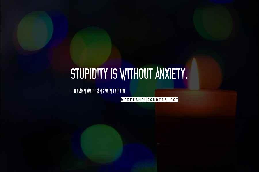 Johann Wolfgang Von Goethe Quotes: Stupidity is without anxiety.