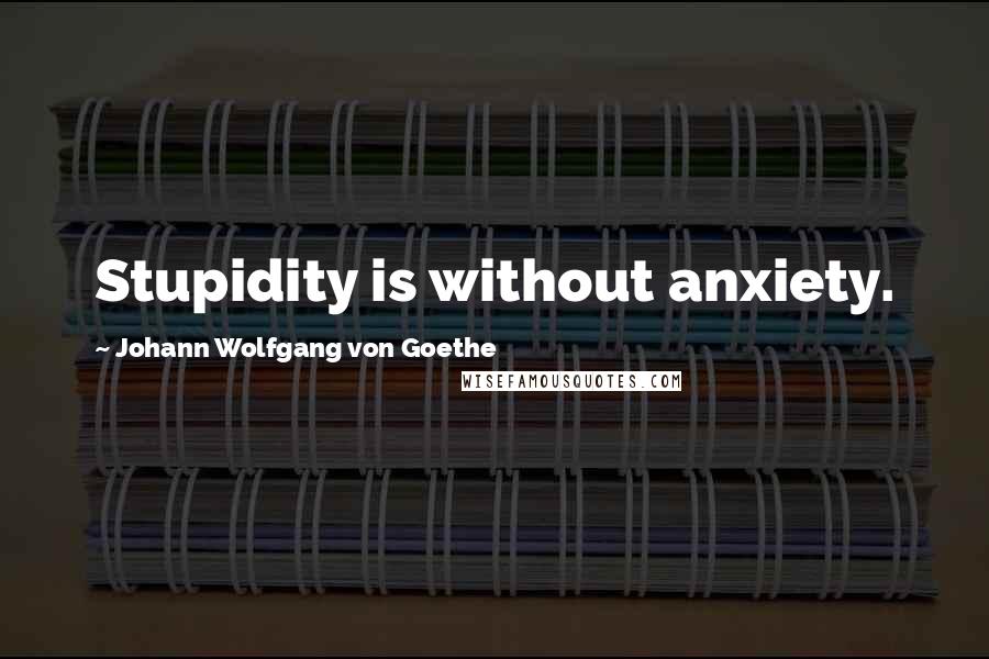 Johann Wolfgang Von Goethe Quotes: Stupidity is without anxiety.
