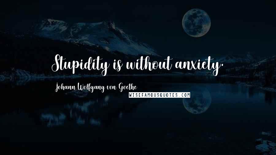 Johann Wolfgang Von Goethe Quotes: Stupidity is without anxiety.