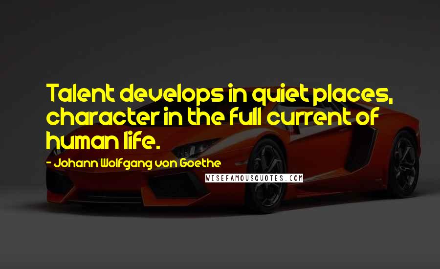 Johann Wolfgang Von Goethe Quotes: Talent develops in quiet places, character in the full current of human life.