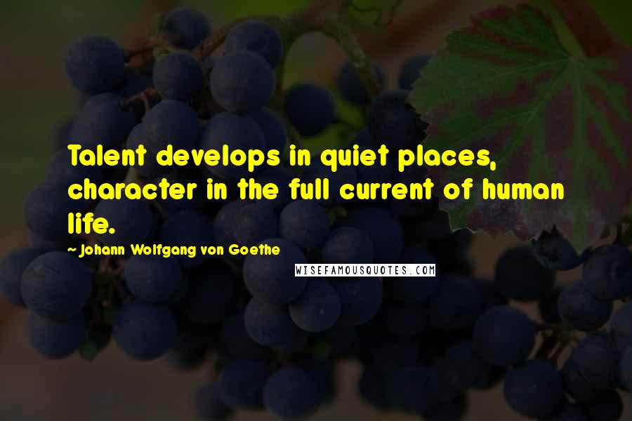 Johann Wolfgang Von Goethe Quotes: Talent develops in quiet places, character in the full current of human life.