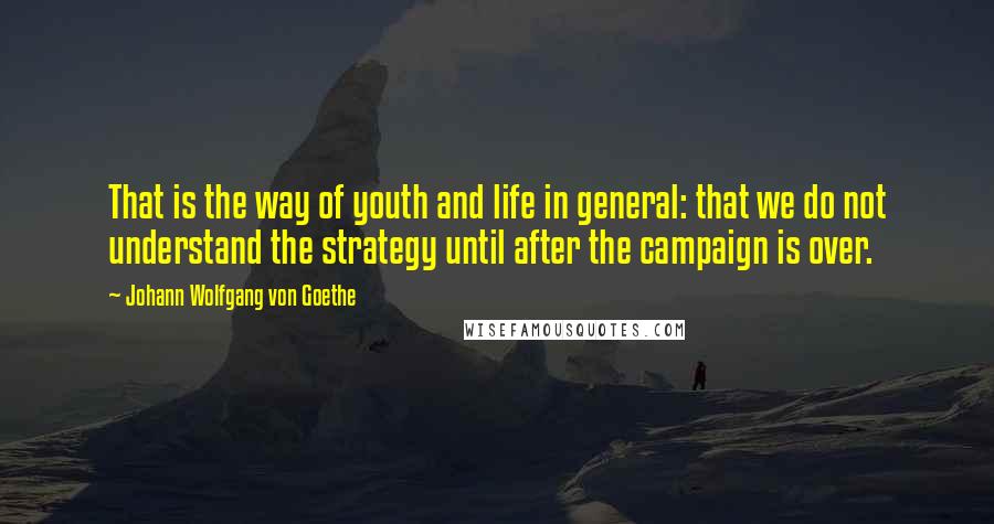 Johann Wolfgang Von Goethe Quotes: That is the way of youth and life in general: that we do not understand the strategy until after the campaign is over.