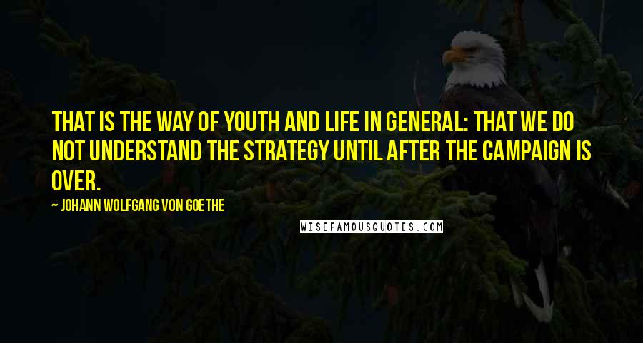 Johann Wolfgang Von Goethe Quotes: That is the way of youth and life in general: that we do not understand the strategy until after the campaign is over.