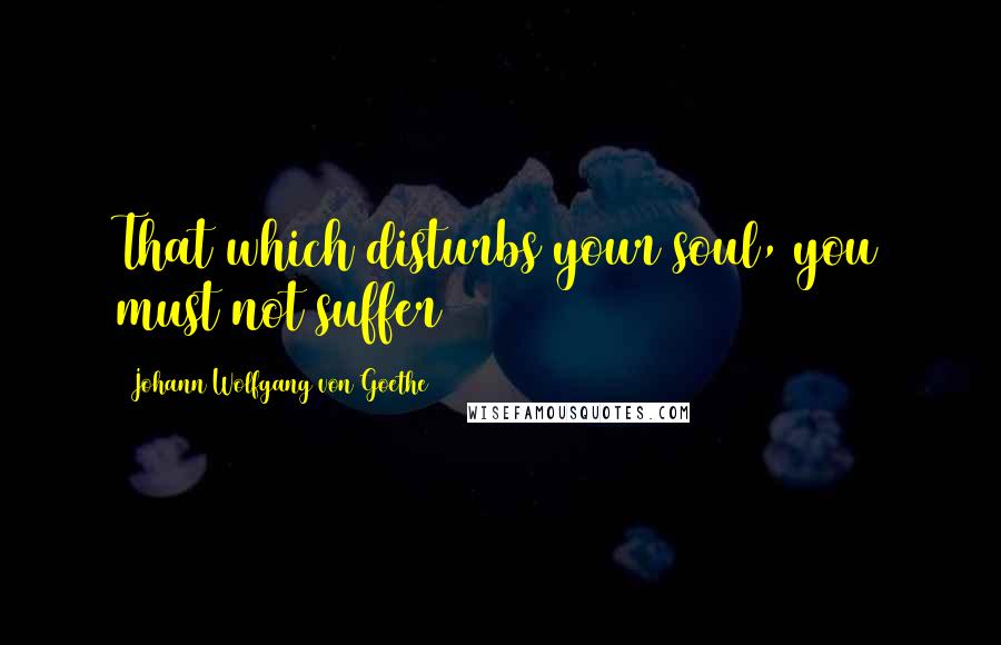 Johann Wolfgang Von Goethe Quotes: That which disturbs your soul, you must not suffer