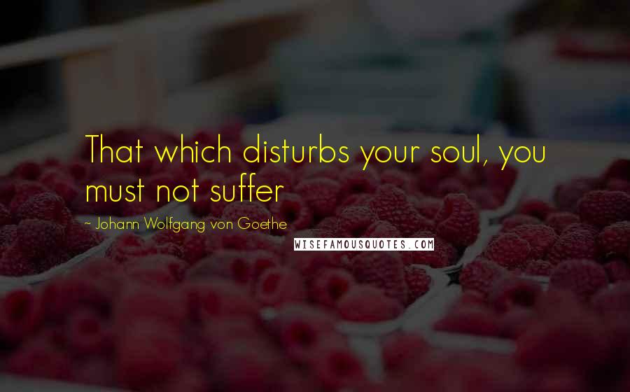 Johann Wolfgang Von Goethe Quotes: That which disturbs your soul, you must not suffer