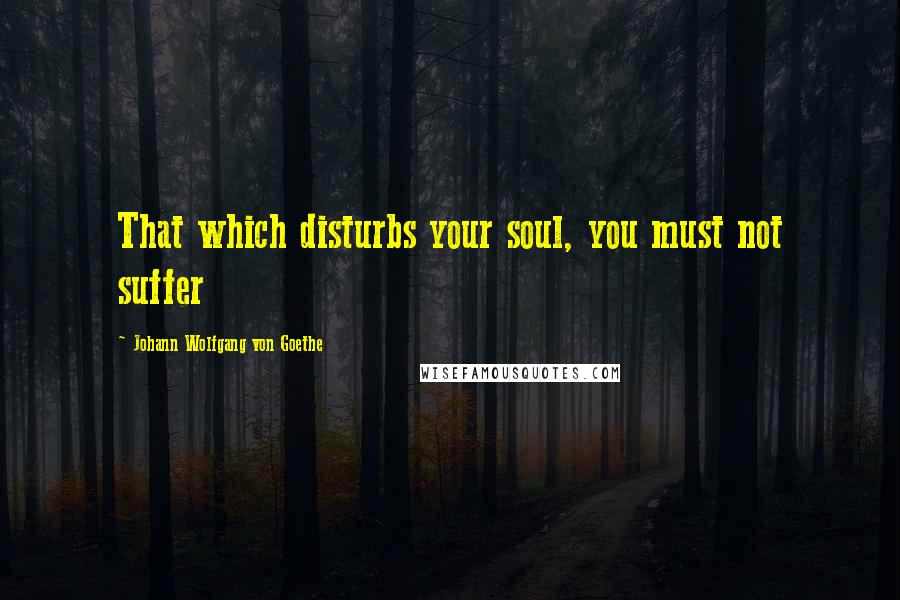 Johann Wolfgang Von Goethe Quotes: That which disturbs your soul, you must not suffer