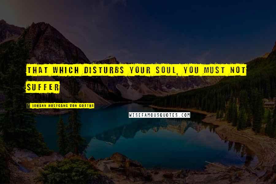 Johann Wolfgang Von Goethe Quotes: That which disturbs your soul, you must not suffer