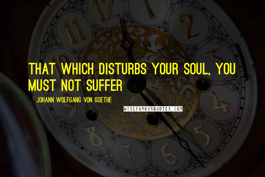 Johann Wolfgang Von Goethe Quotes: That which disturbs your soul, you must not suffer