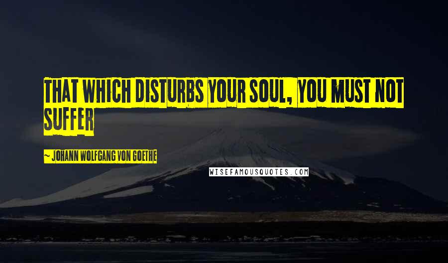 Johann Wolfgang Von Goethe Quotes: That which disturbs your soul, you must not suffer
