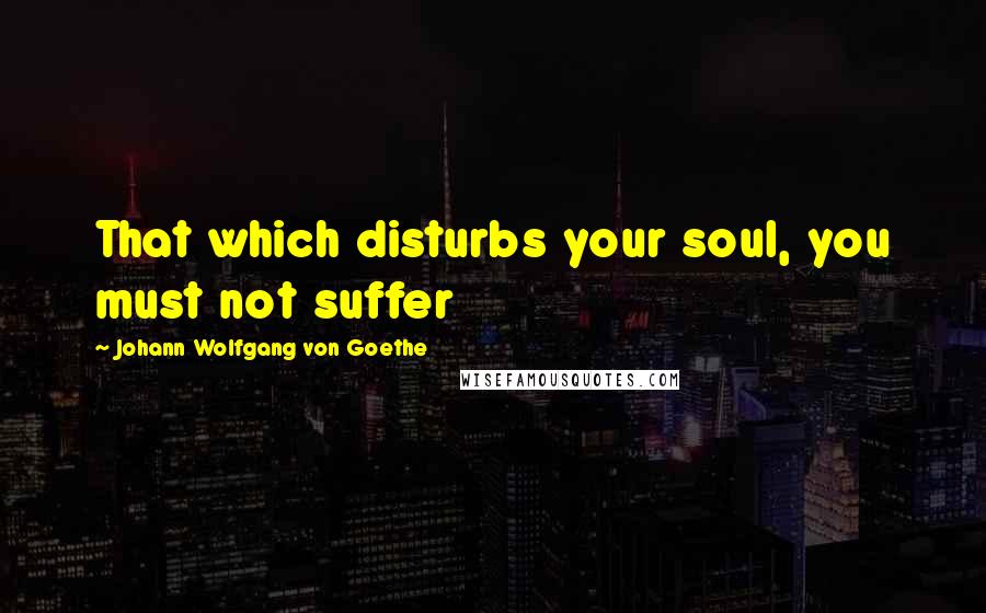 Johann Wolfgang Von Goethe Quotes: That which disturbs your soul, you must not suffer
