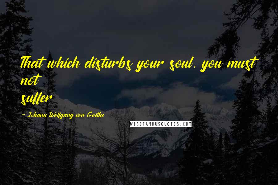 Johann Wolfgang Von Goethe Quotes: That which disturbs your soul, you must not suffer